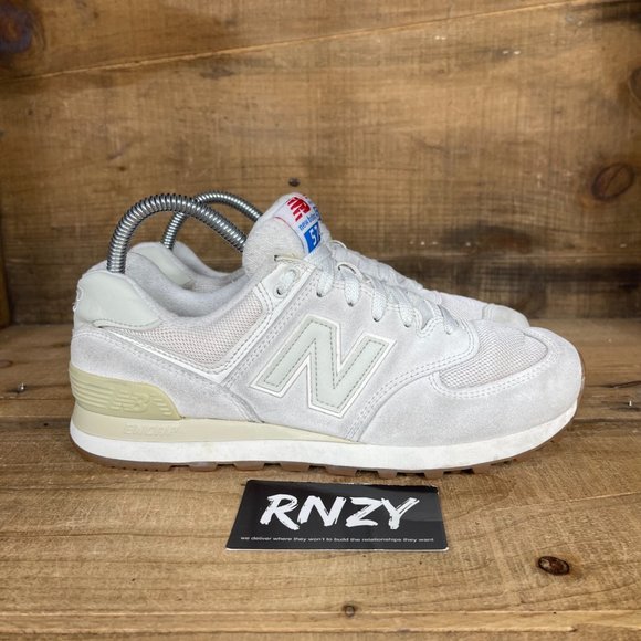 New Balance Shoes | New Balance 574 Off White Suede Athletic Sneaker | Poshmark